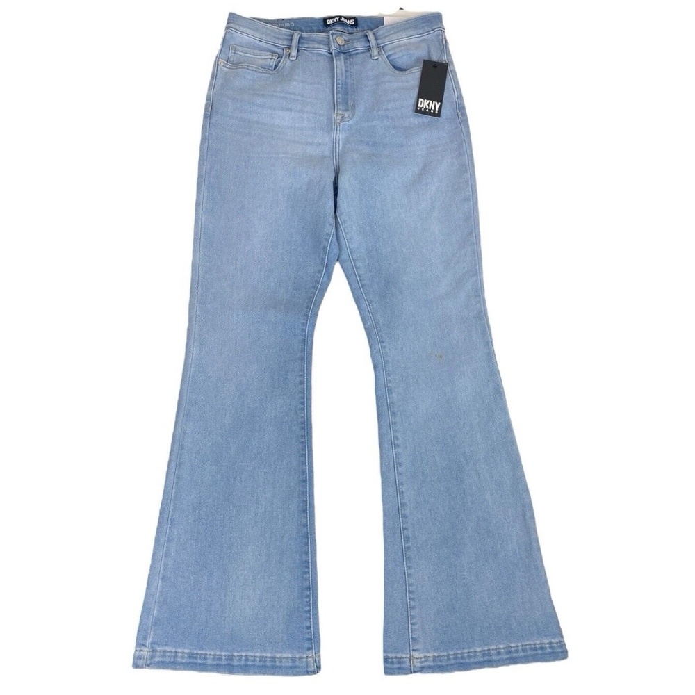 DKNY High Rise Flare Jeans Skyline Blue Stretch